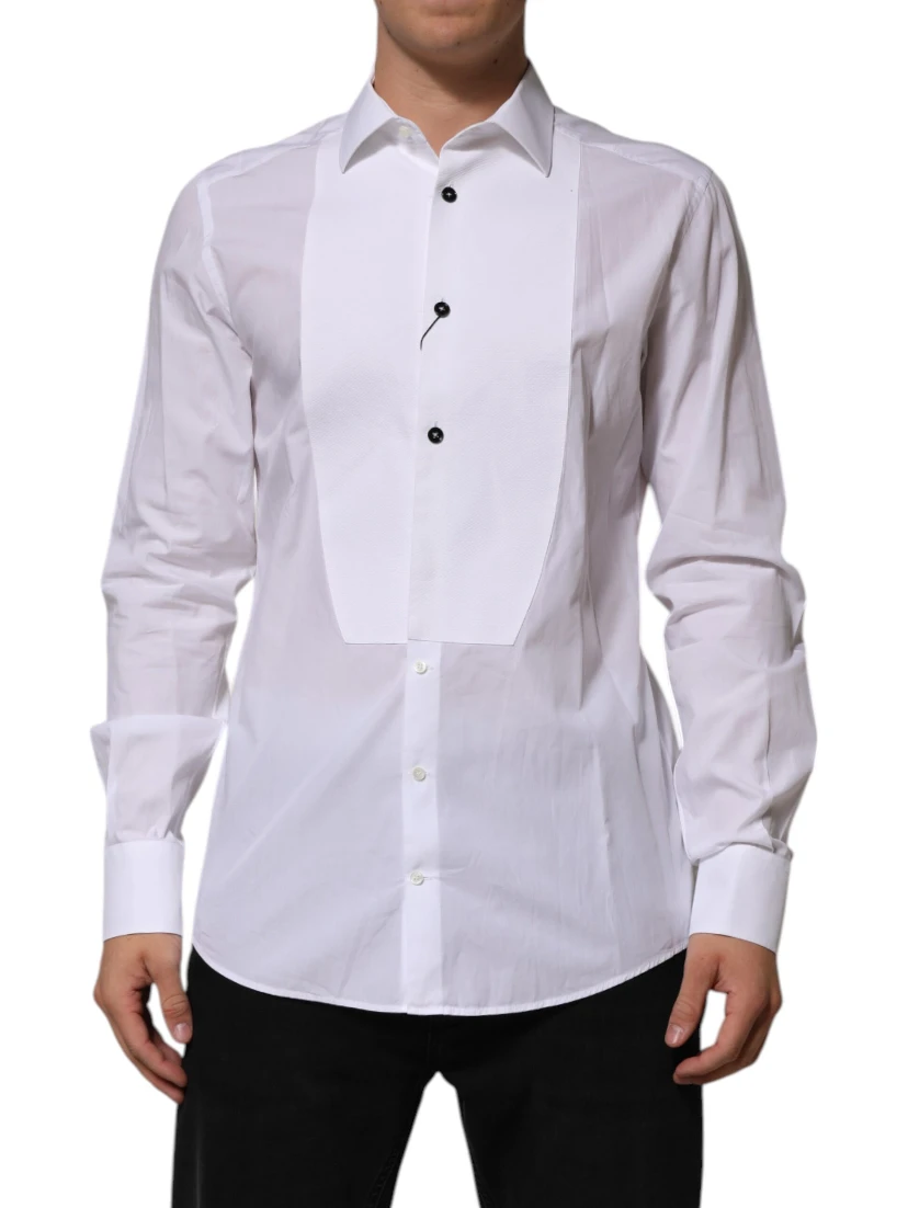 White Bib Cotton Poplin GOLD Men Formal Shirt