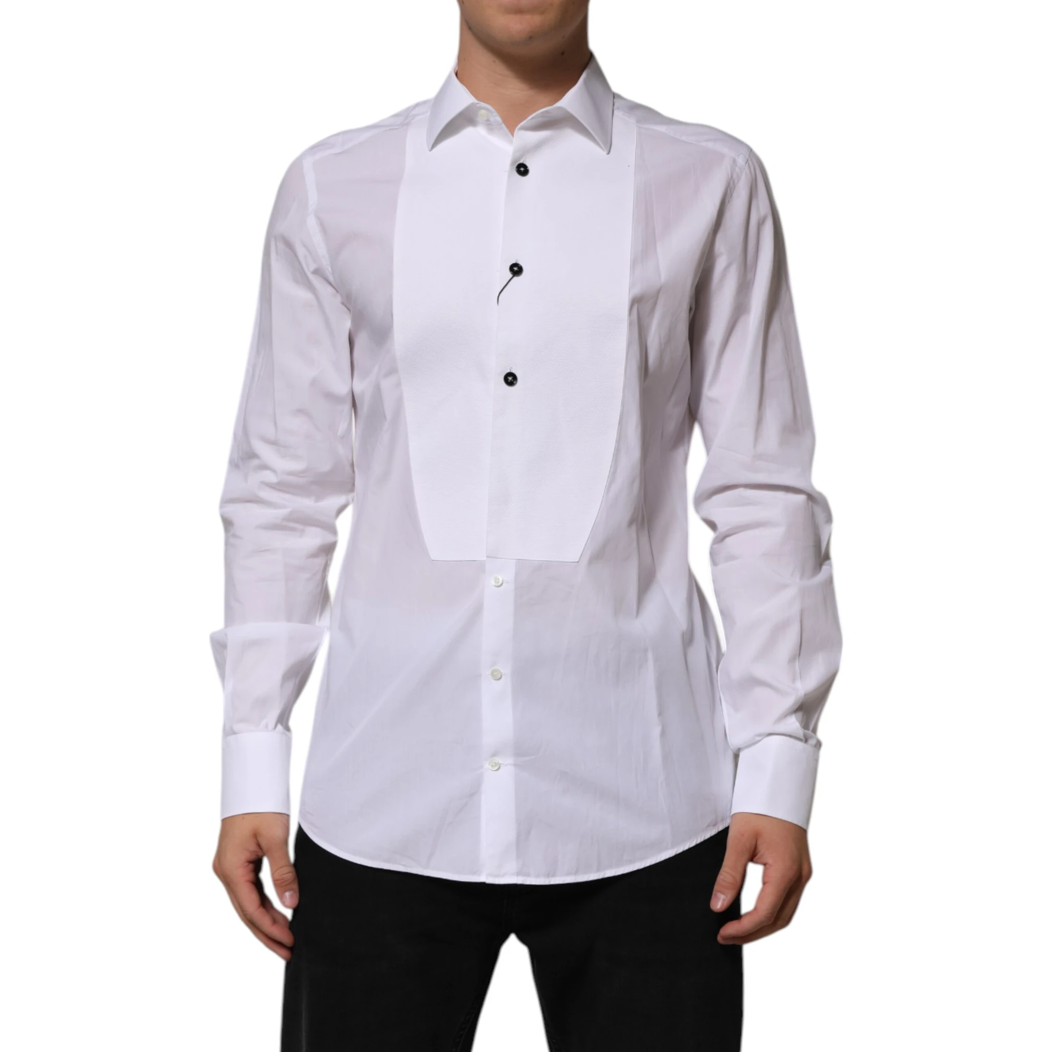 White Bib Cotton Poplin GOLD Men Formal Shirt