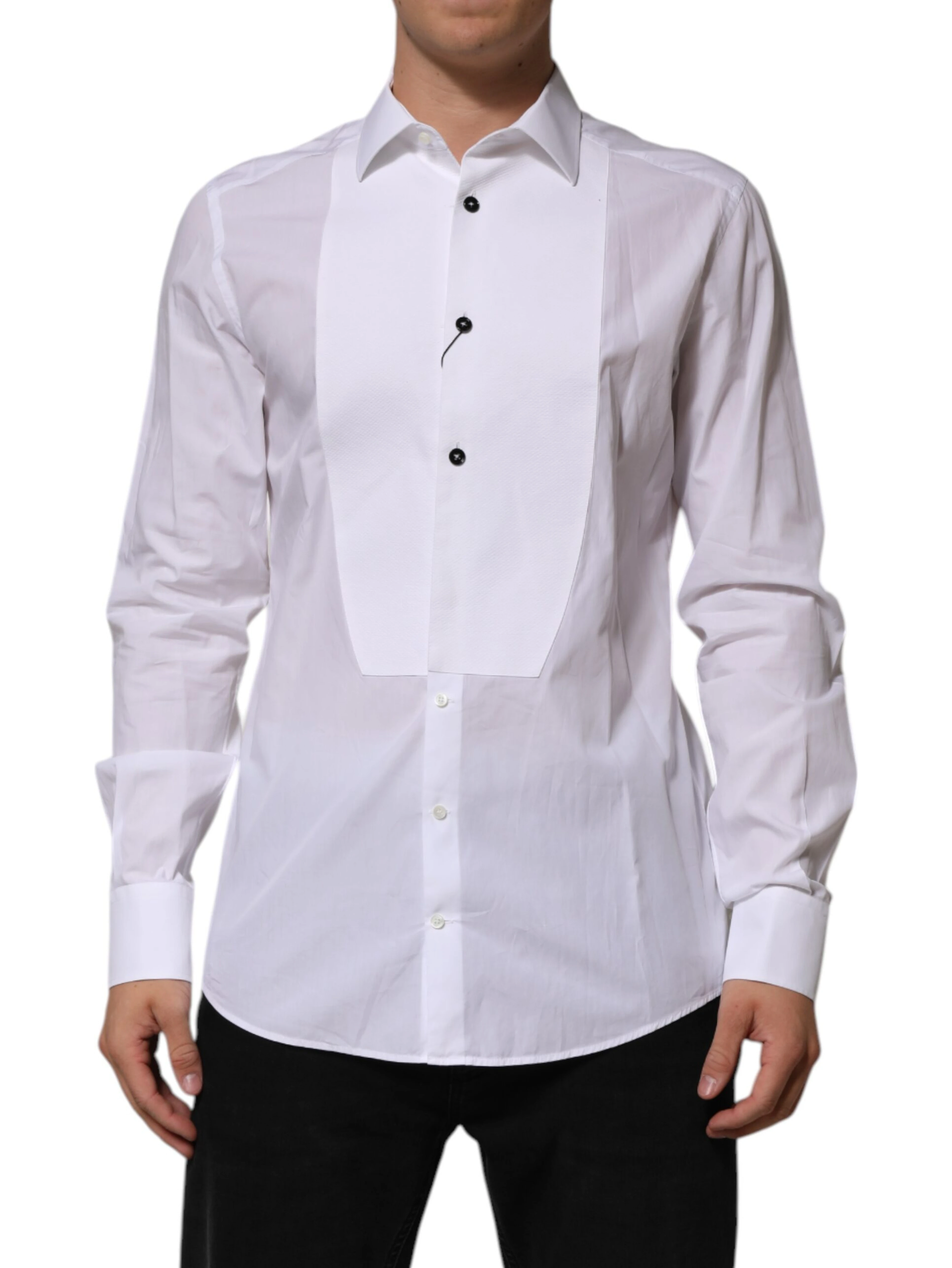 White Bib Cotton Poplin GOLD Men Formal Shirt