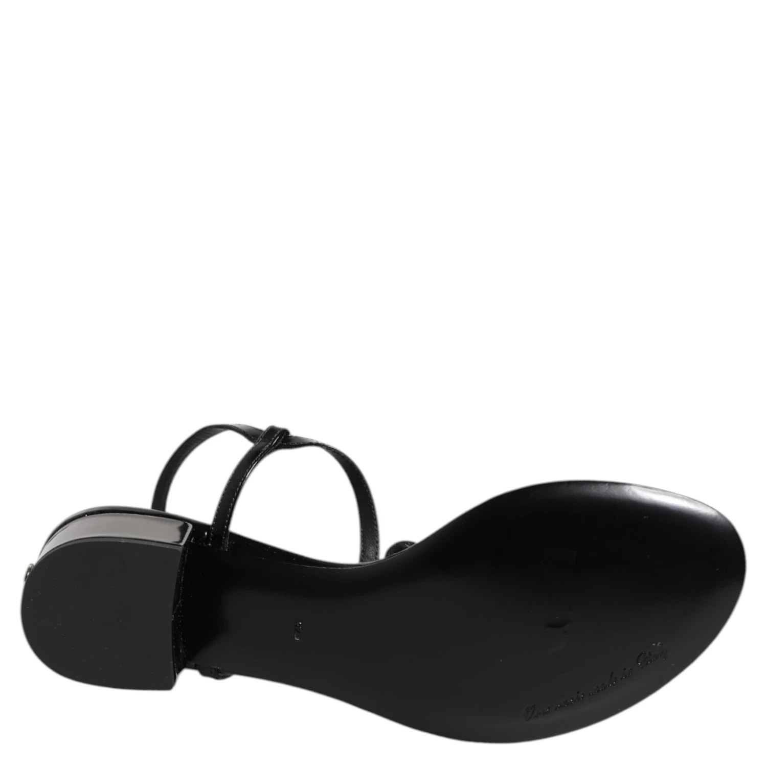 Black Leather Crystal Ankle Strap Sandals Shoes
