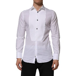 White Bib Cotton Poplin GOLD Men Formal Shirt