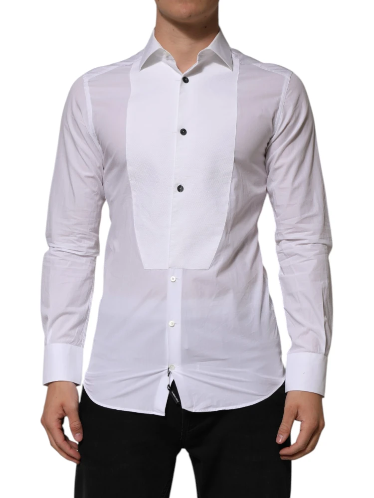 White Bib Cotton Poplin GOLD Men Formal Shirt