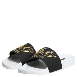 White Black Leather Sandals Beachwear Shoes