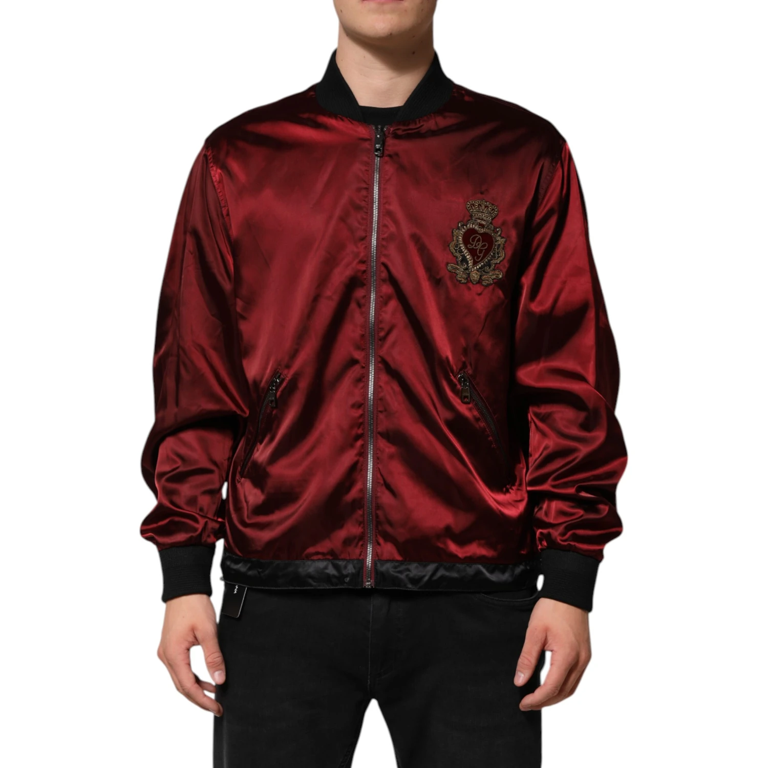 Maroon Nylon DG Crown Embroidery Jacket