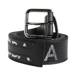 Black Polyester Leather Metal Buckle Belt