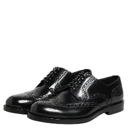 Black Leather Derby Wingtip Formal Shoes