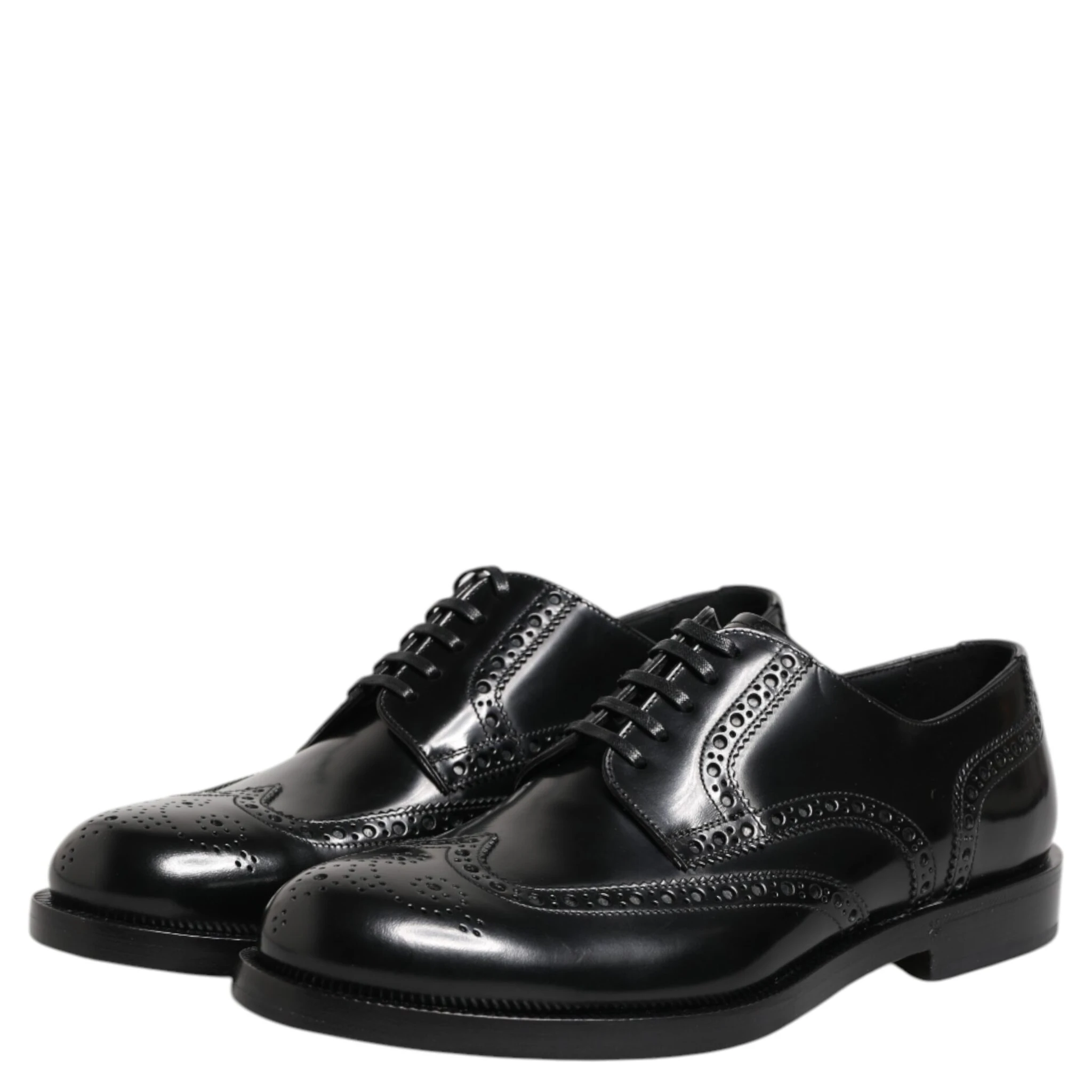 Black Leather Derby Wingtip Formal Shoes