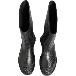 Metallic Gray Pull On Rain Boots Shoes