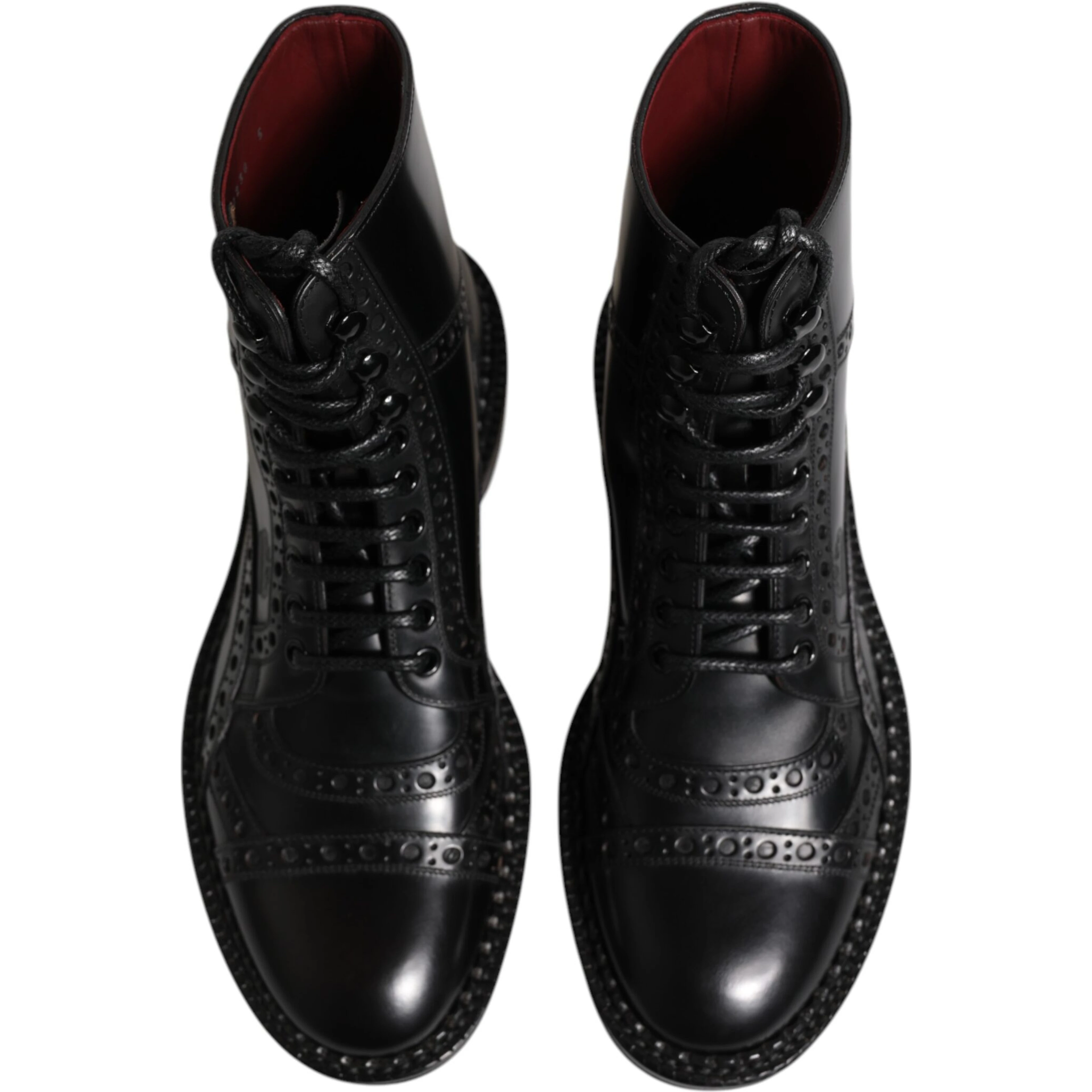 Black Leather Lace Up Mid Calf Boots Shoes