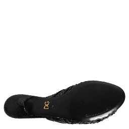 Black Leather Heels Slides Sandals Shoes