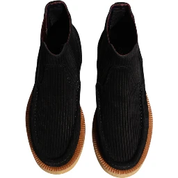 Black Calf Suede Slip On Ankle Boots Shoes