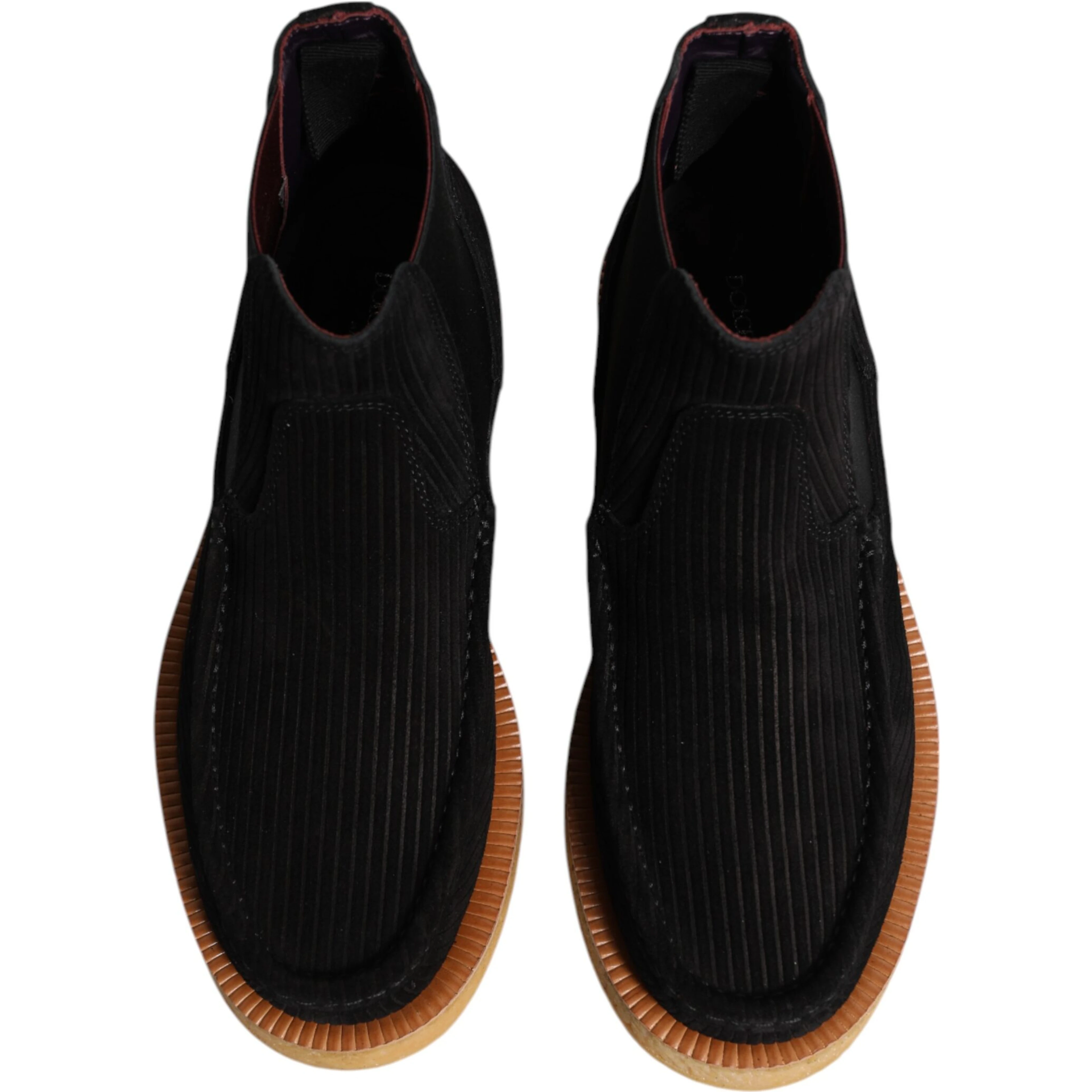 Black Calf Suede Slip On Ankle Boots Shoes