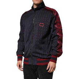 Blue Red Striped Logo Plaque Full Zip Jacket