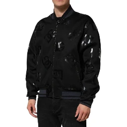Black Wool Logo DG Mania Men Bomber Jacket
