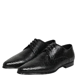 Black Exotic Leather Lace Up Derby Shoes