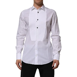 White Bib Cotton Poplin GOLD Men Formal Shirt