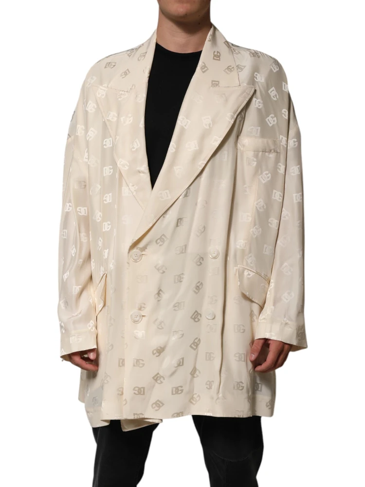 Beige Polyester Logo Monogram Coat Jacket alternative