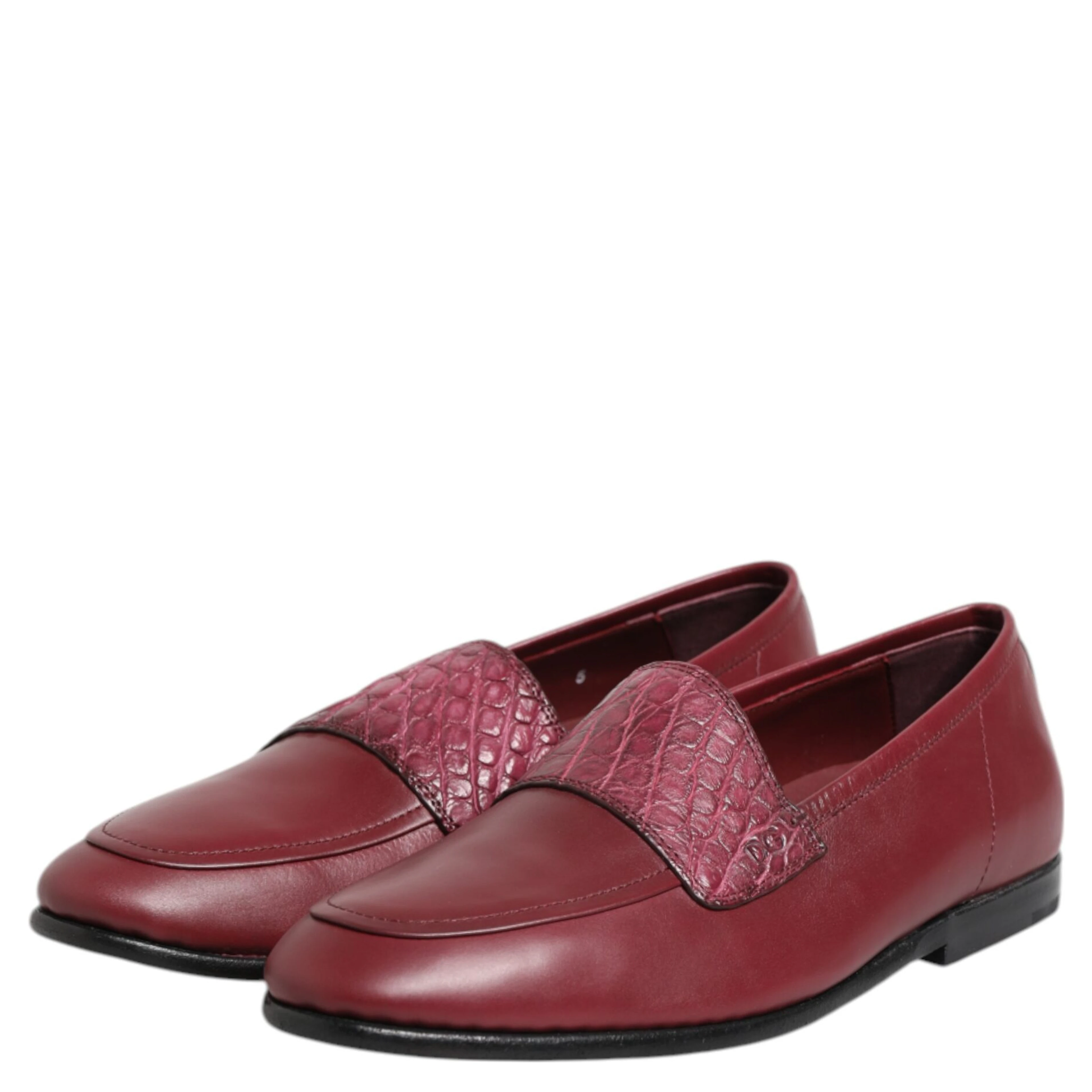 Burgundy Leather Formal Slip On Shoes