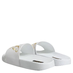 White Leather Slides Sandals Beachwear Shoes