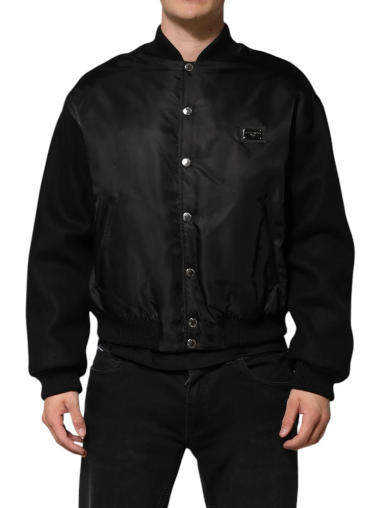 Black Polyester Logo Plaque Bomber Jacket alternative