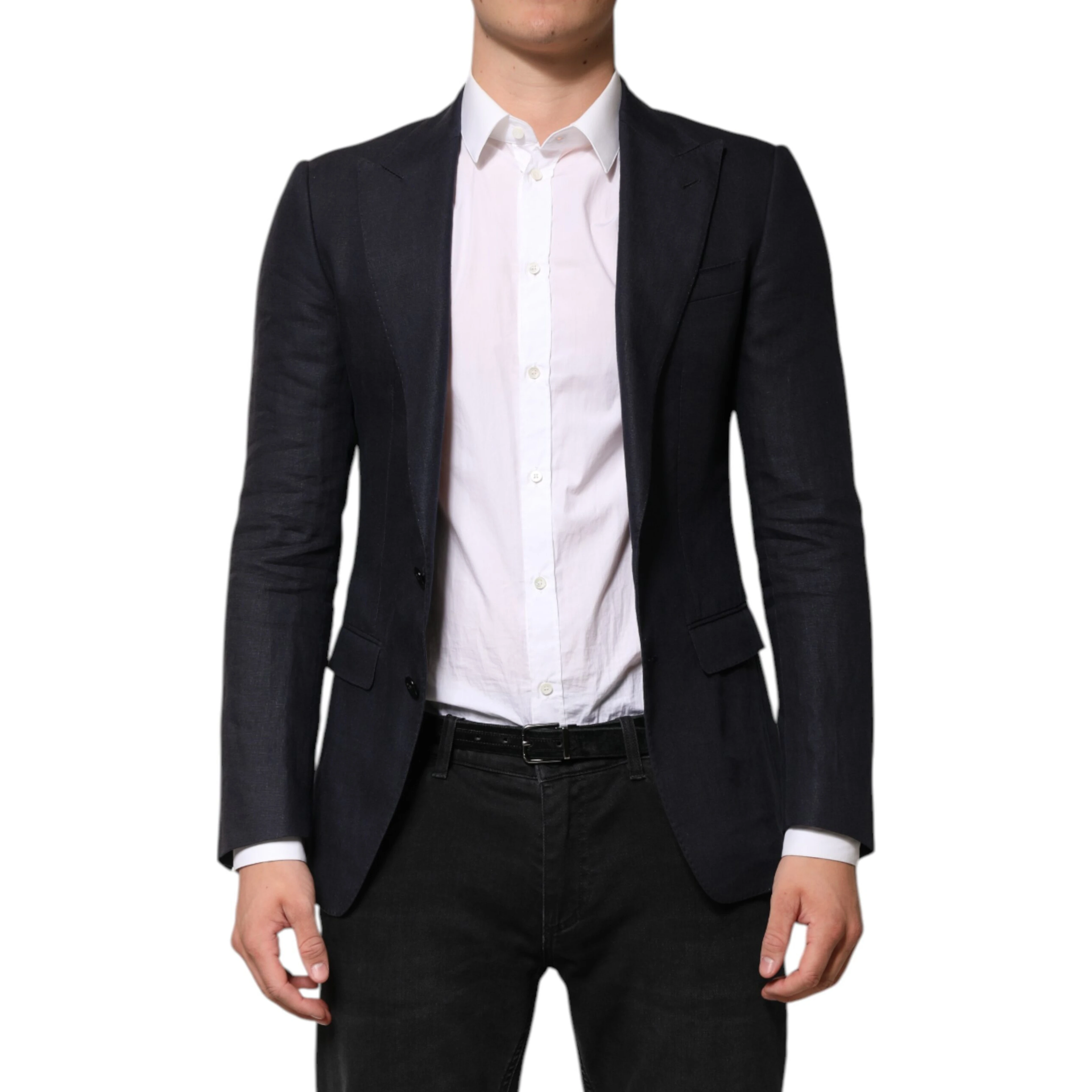Dark Blue Single Breasted Men Suit Blazer
