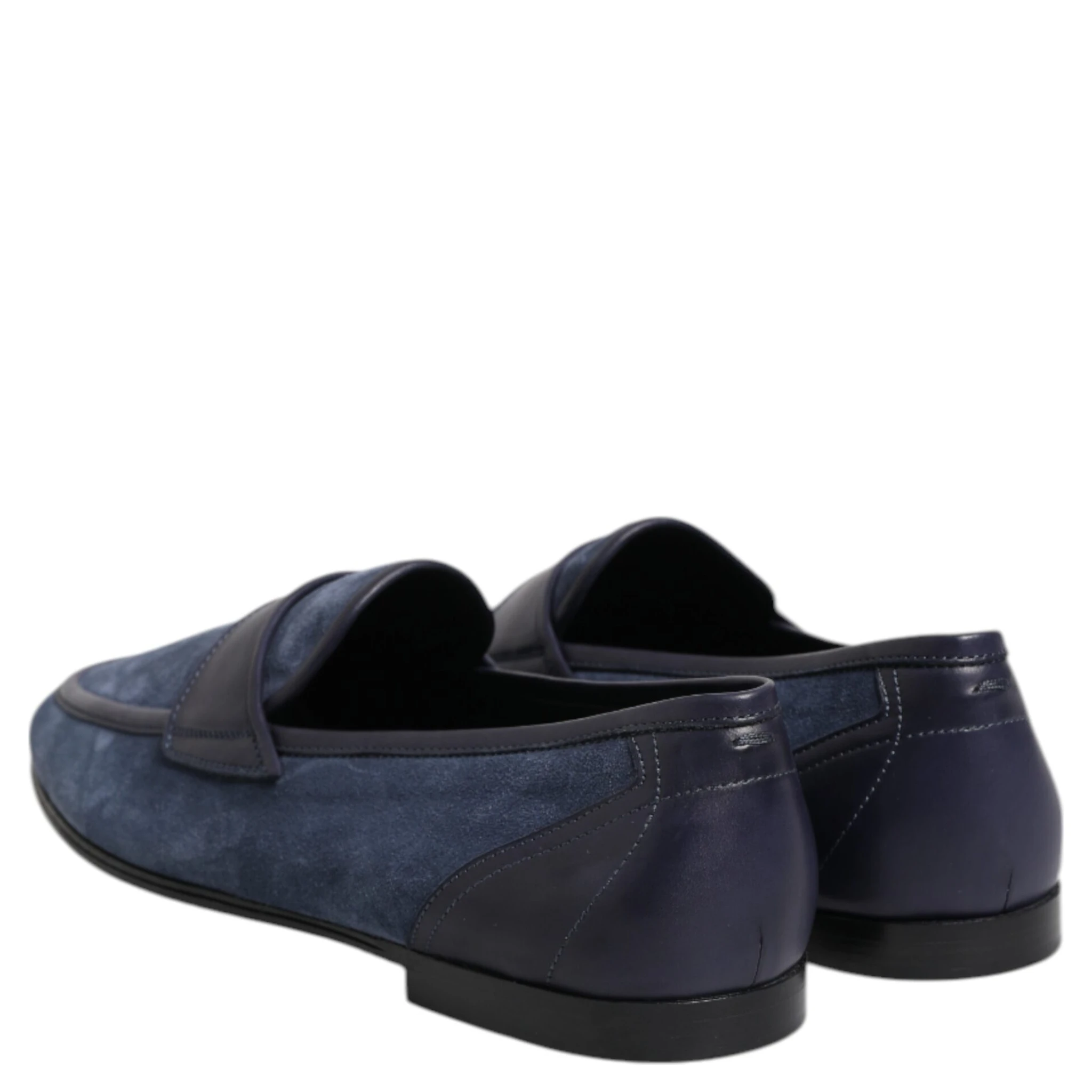 Blue Suede Leather Loafers Moccasin Shoes