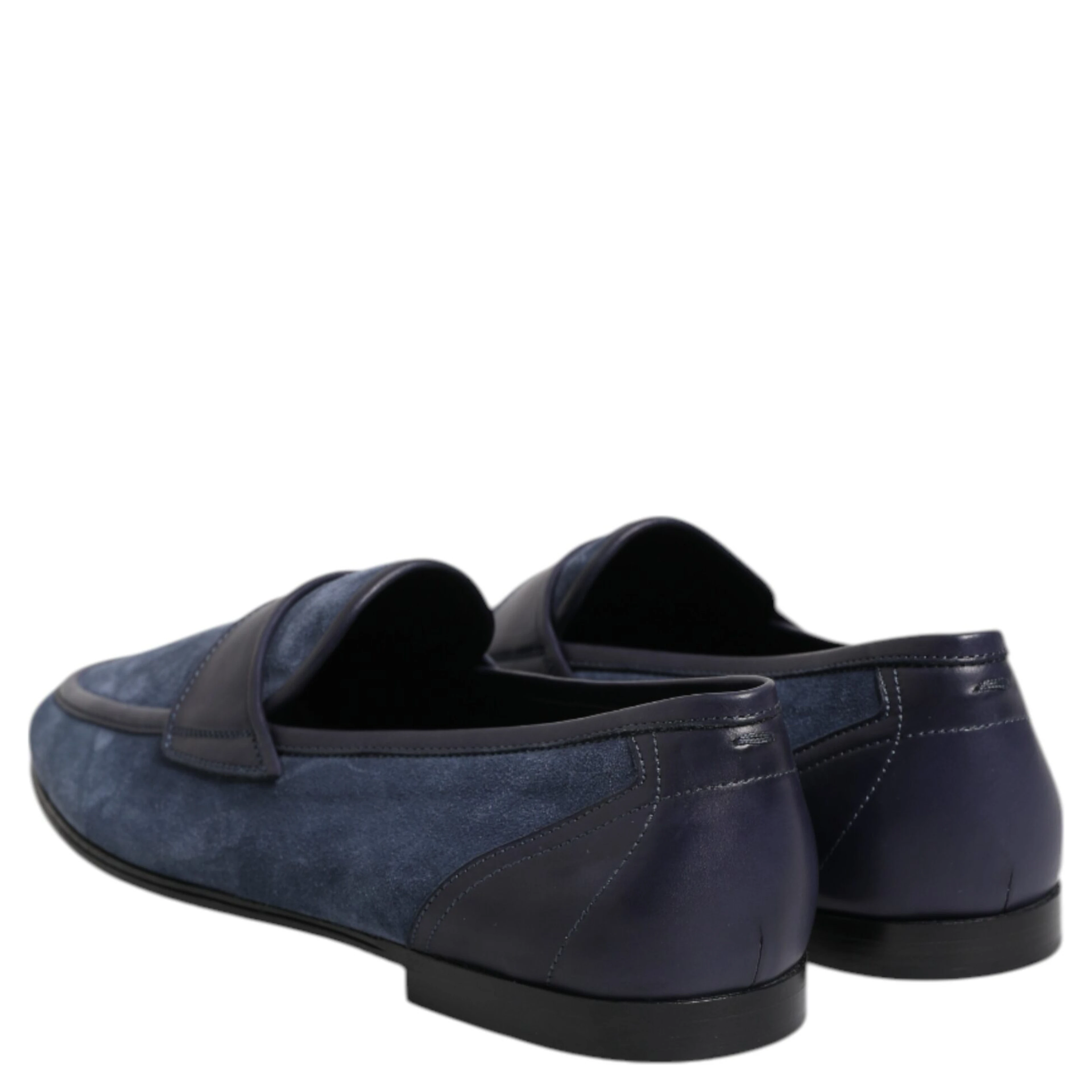 Blue Suede Leather Loafers Moccasin Shoes