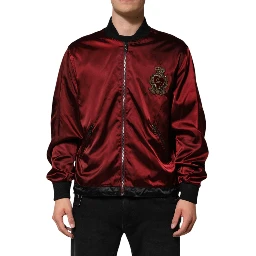 Maroon Nylon DG Crown Embroidery Jacket