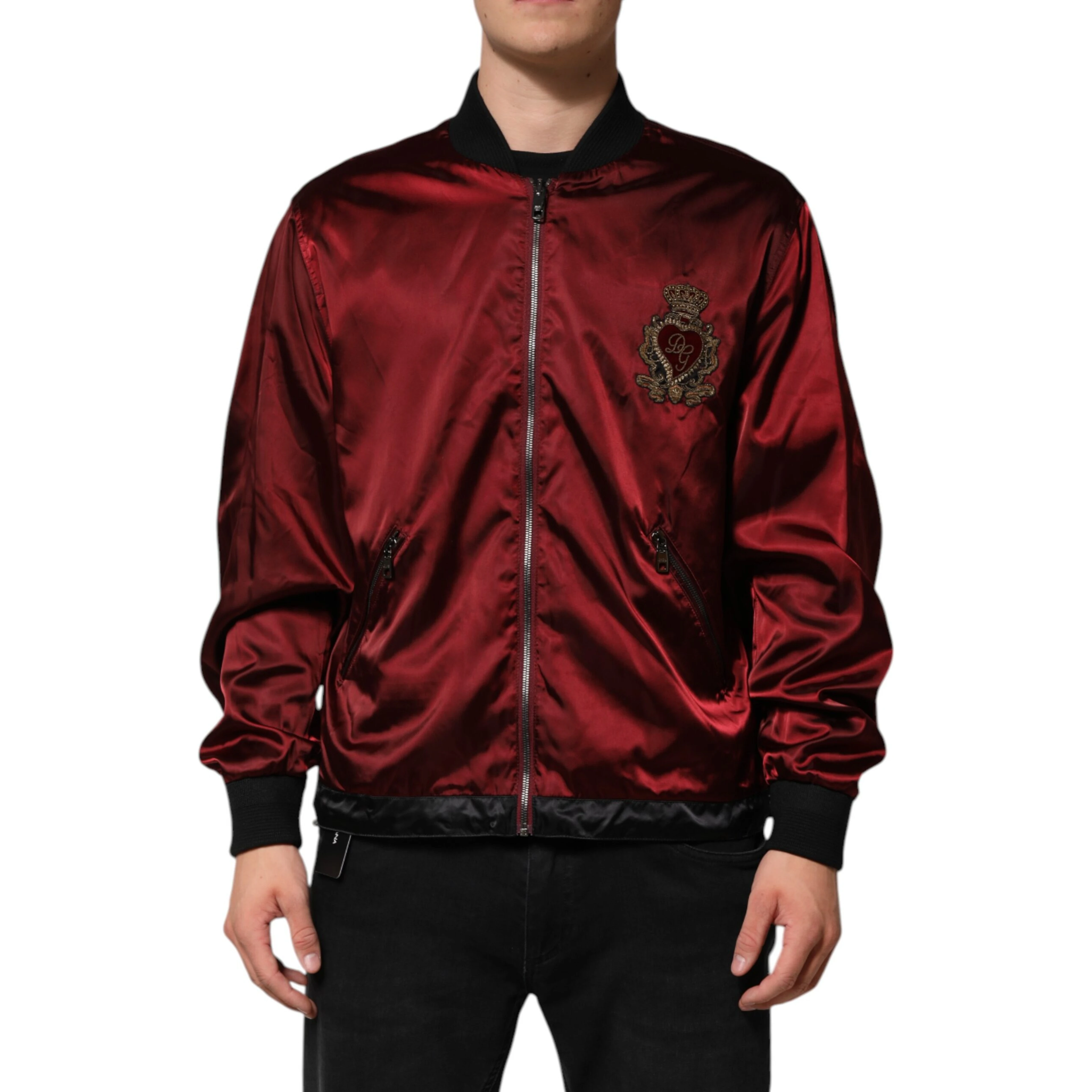 Maroon Nylon DG Crown Embroidery Jacket