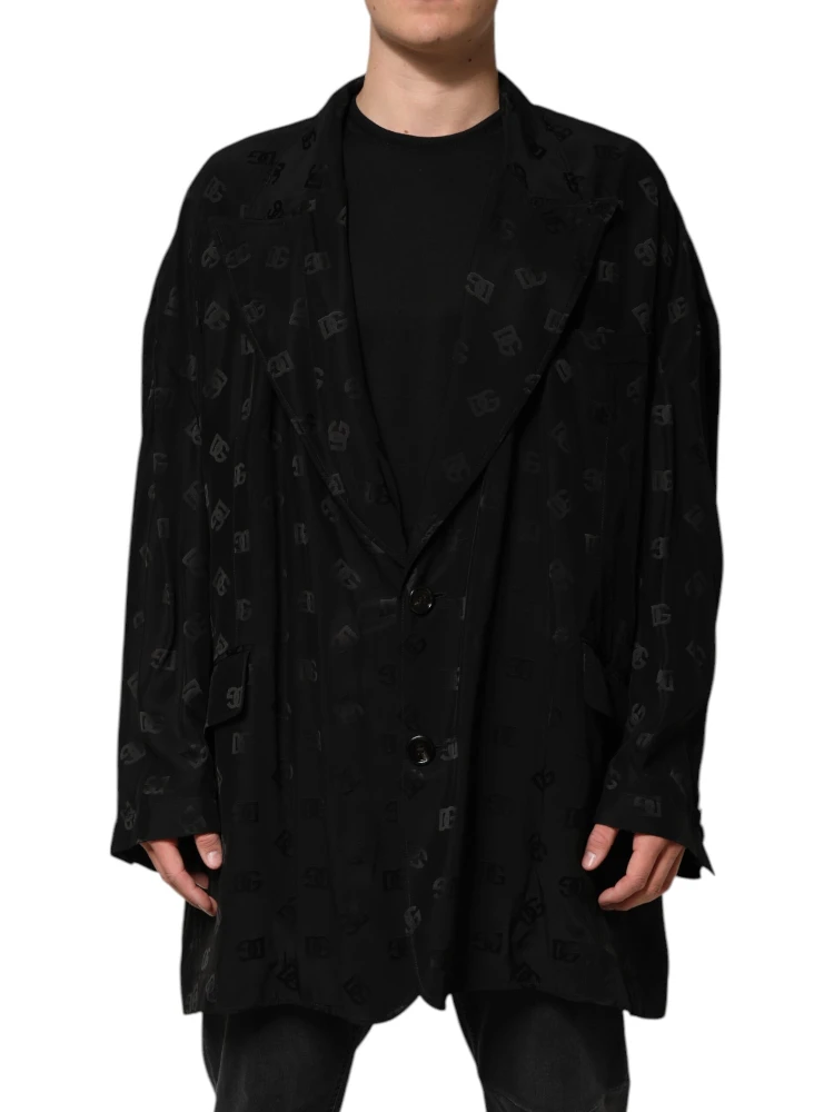 Black Polyester Logo Monogram Coat Jacket alternative