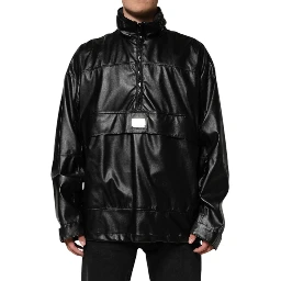 Black Polyester Logo Plaque Bomber Jacket