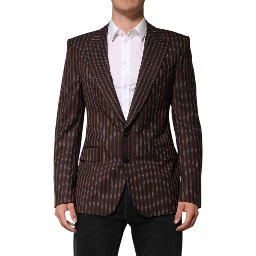 Black Brown Stripe Single Breasted Blazer