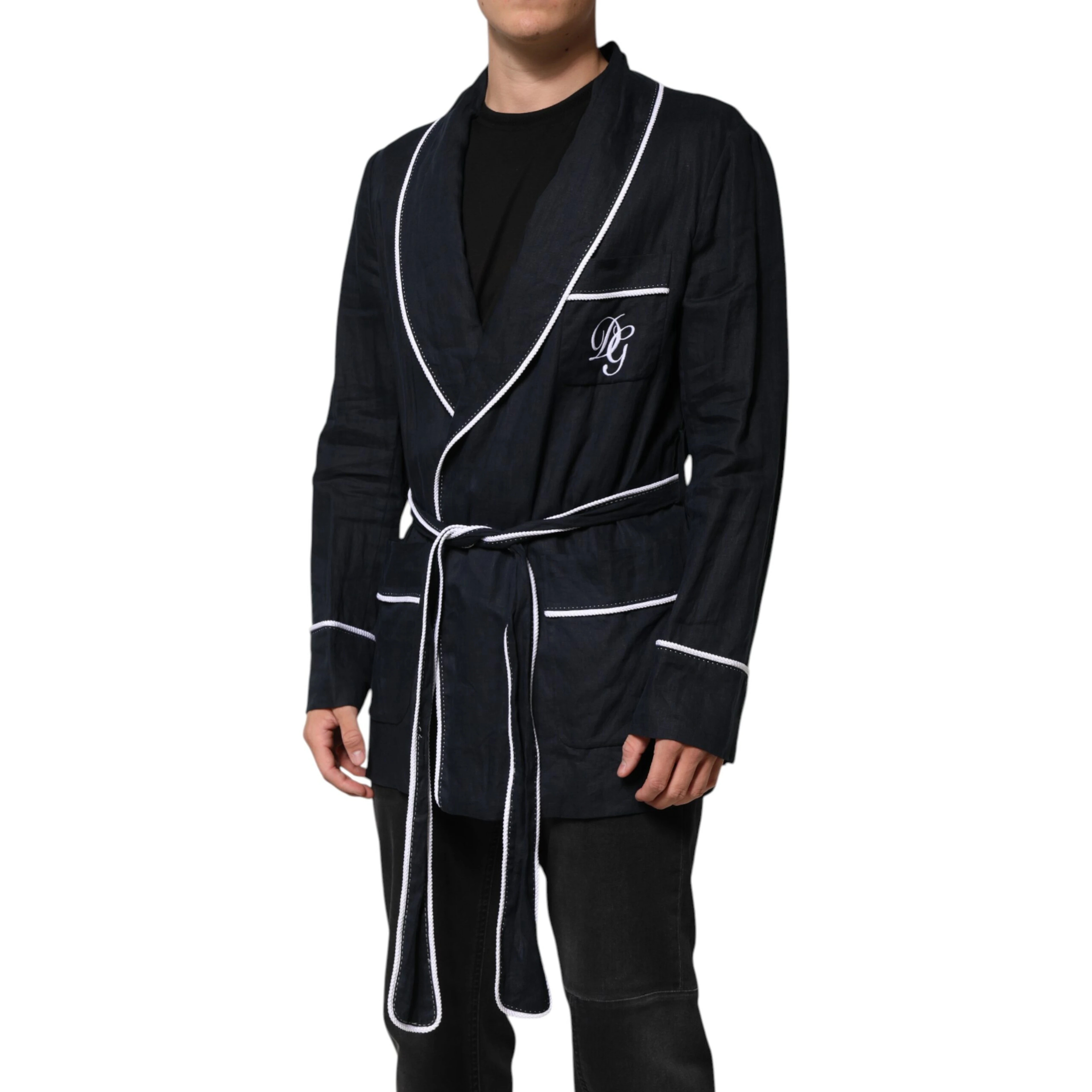 Dark Blue DG Embroidery Jacket Robe Blazer