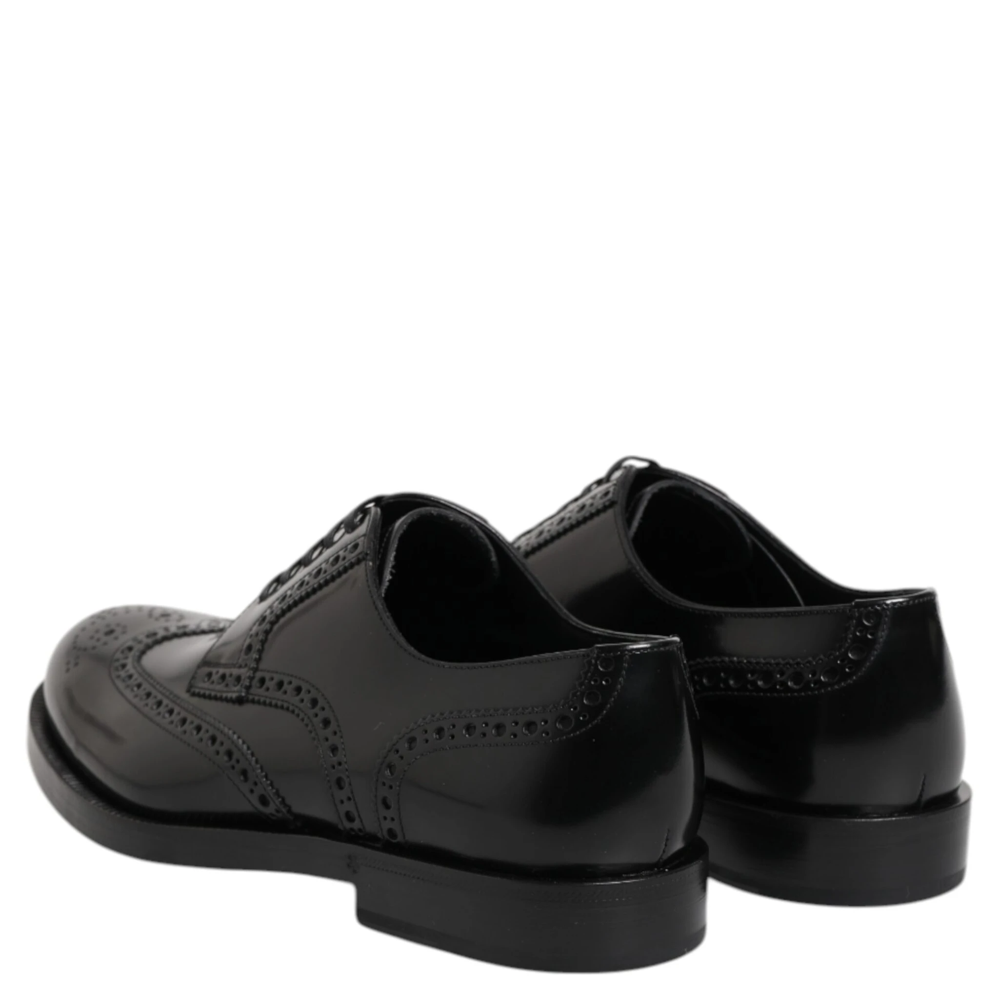 Black Leather Derby Wingtip Formal Shoes