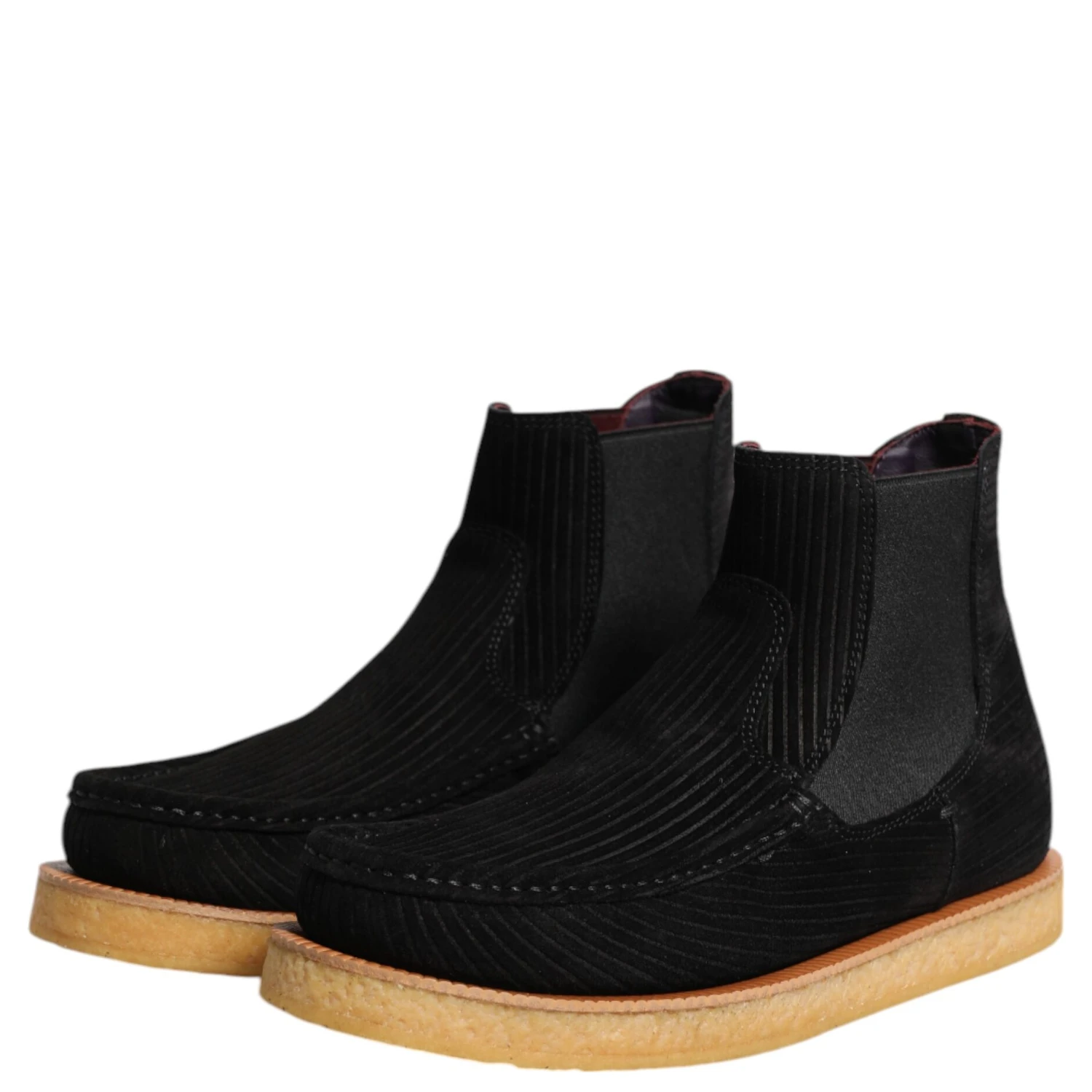 Black Calf Suede Slip On Ankle Boots Shoes