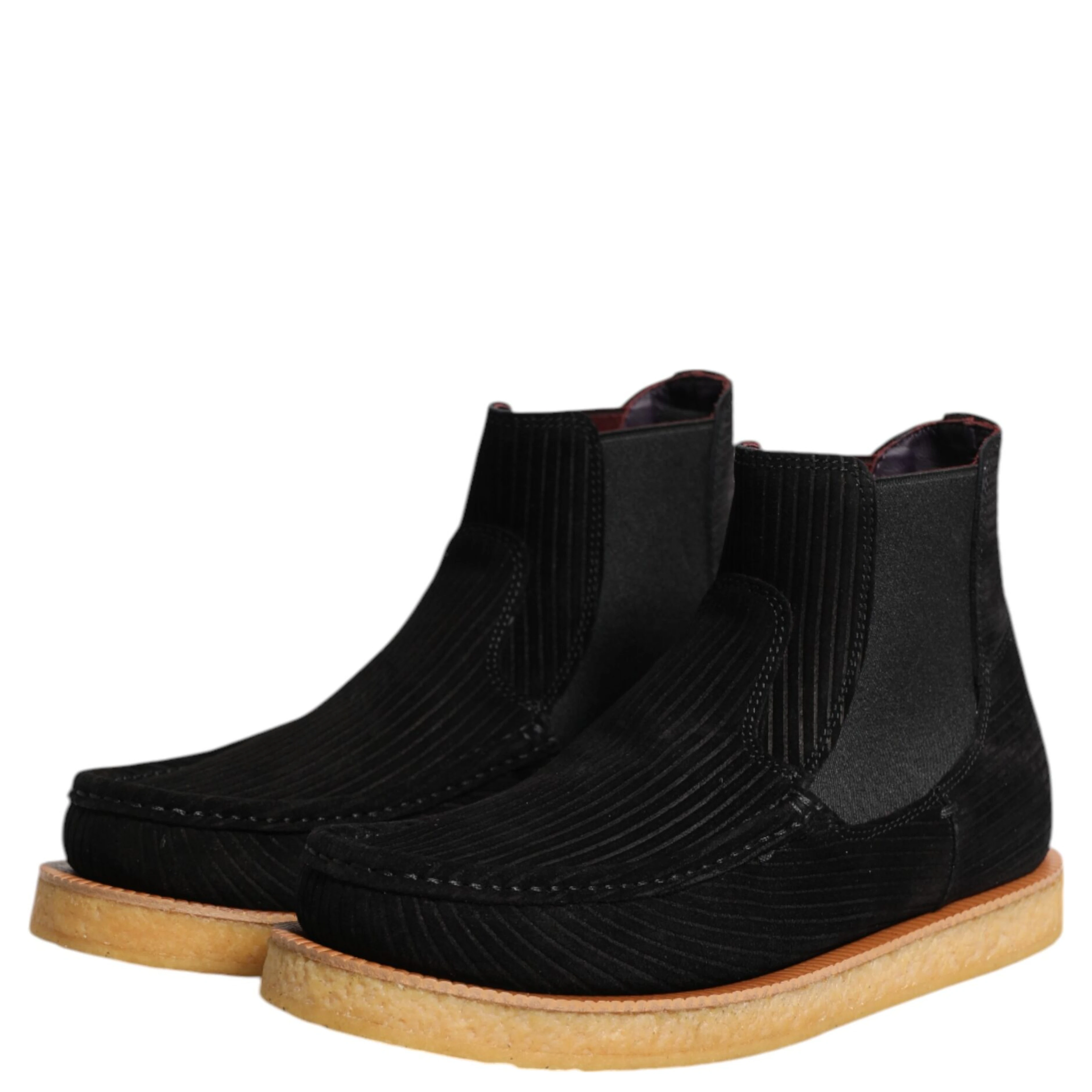 Black Calf Suede Slip On Ankle Boots Shoes