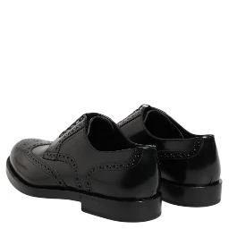 Black Leather Derby Wingtip Formal Shoes