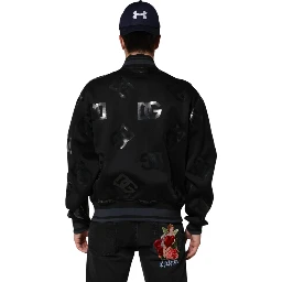 Black Wool Logo DG Mania Men Bomber Jacket