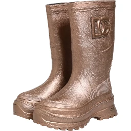 Metallic Gold Pull On Rain Boots Shoes