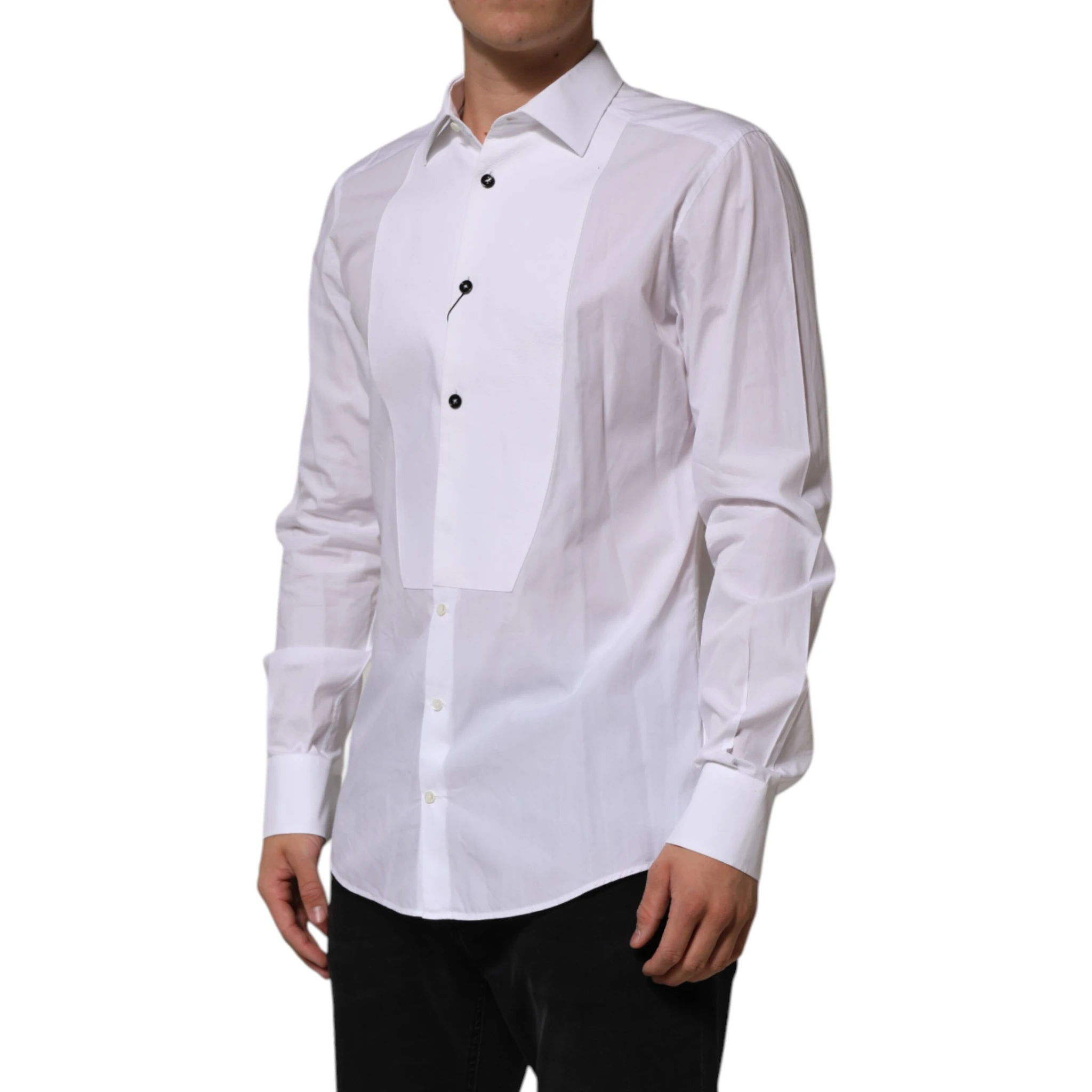 White Bib Cotton Poplin GOLD Men Formal Shirt