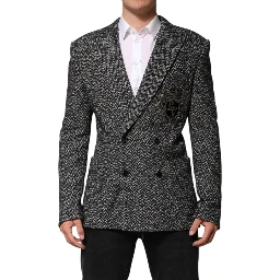 Black White Double Breasted Men Suit Blazer