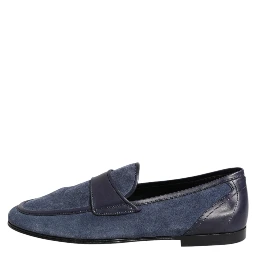 Blue Suede Leather Loafers Moccasin Shoes