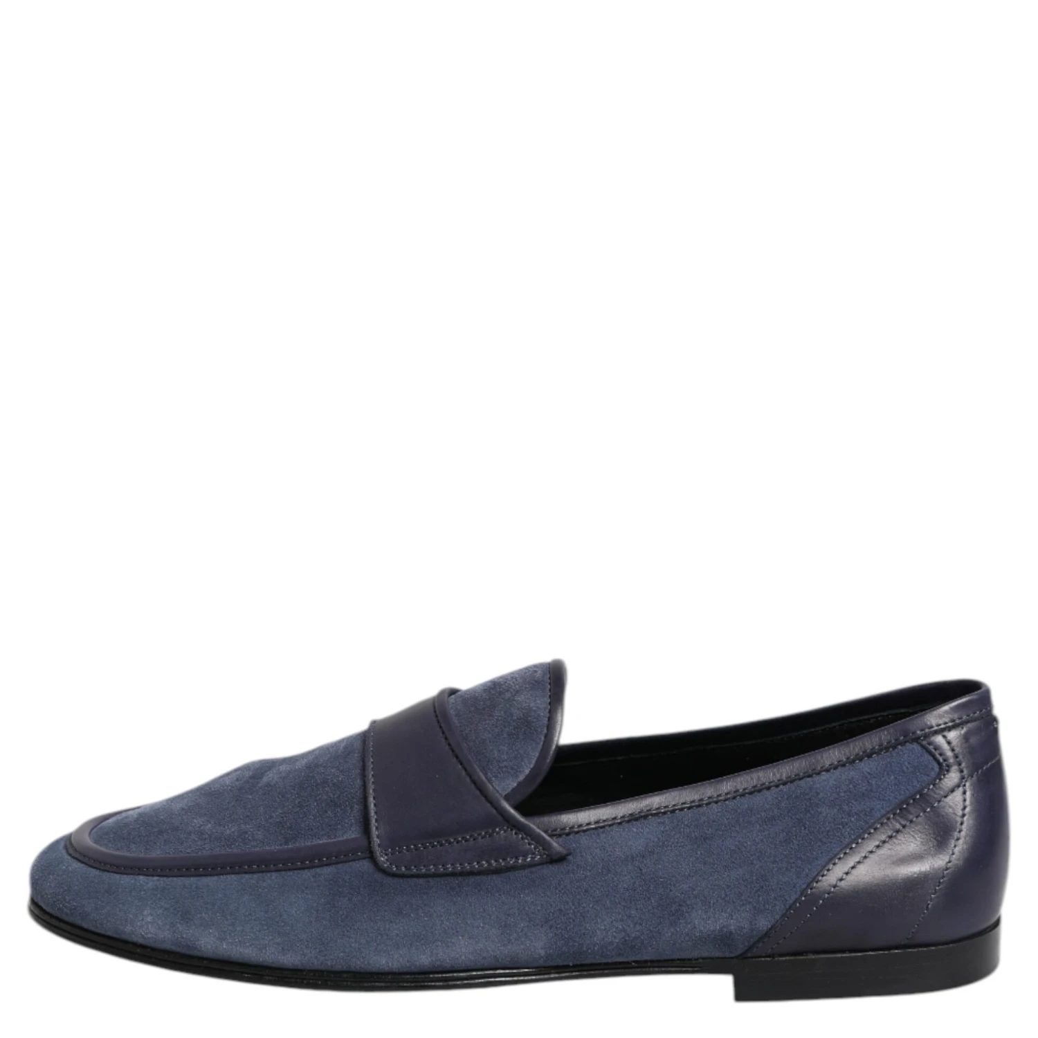 Blue Suede Leather Loafers Moccasin Shoes