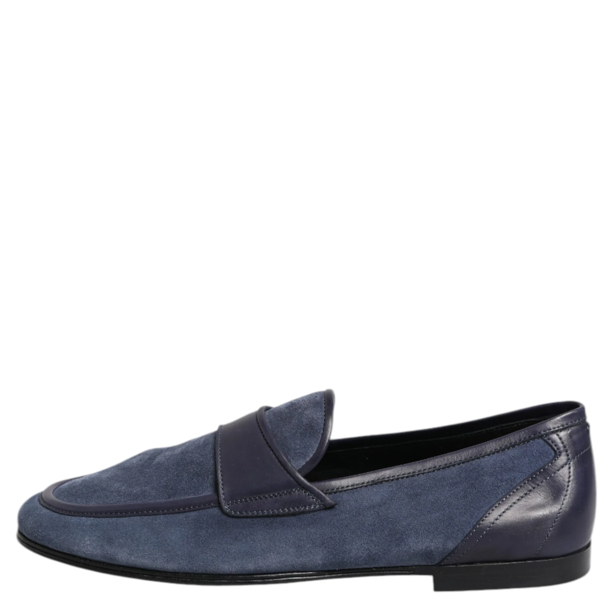 Blue Suede Leather Loafers Moccasin Shoes