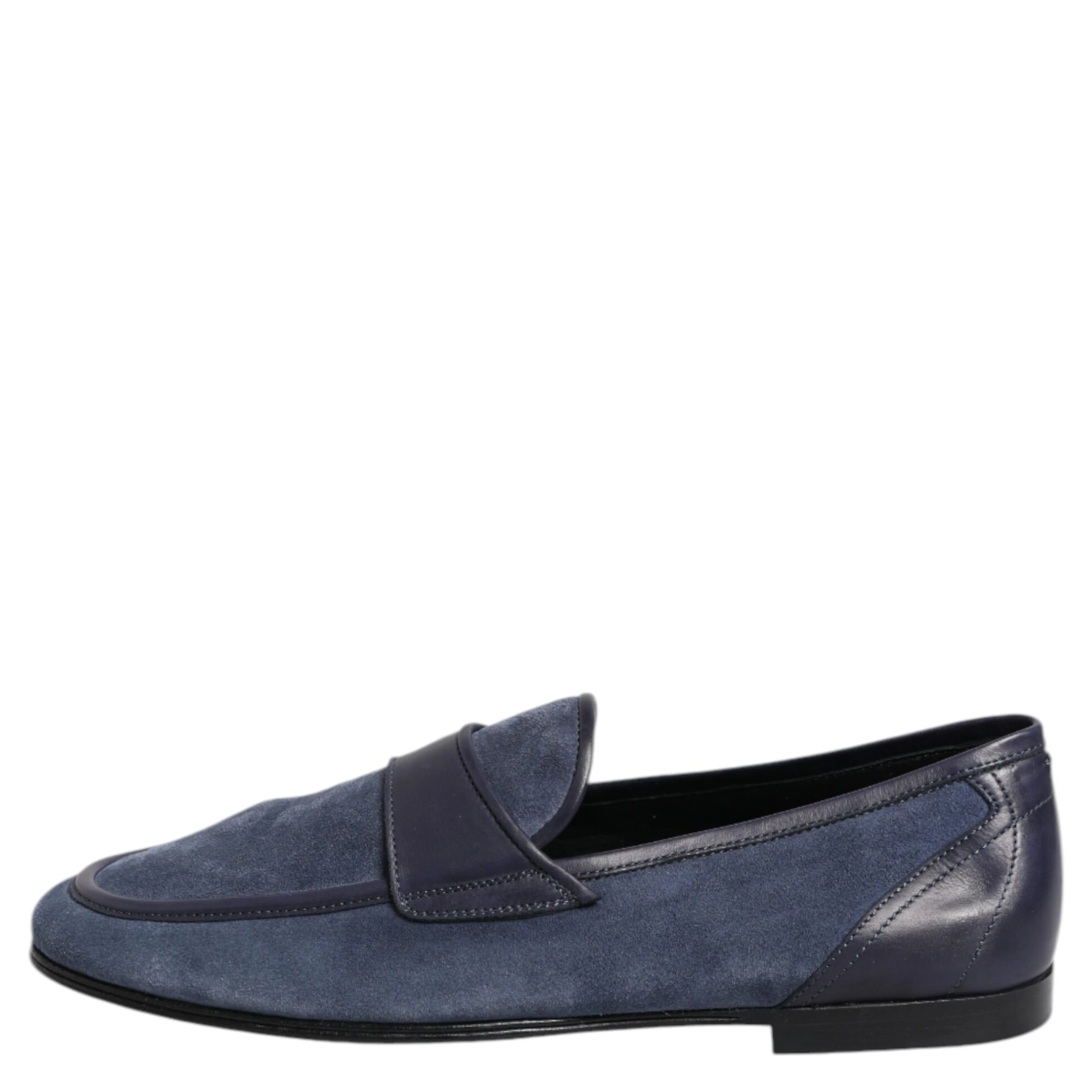 Blue Suede Leather Loafers Moccasin Shoes