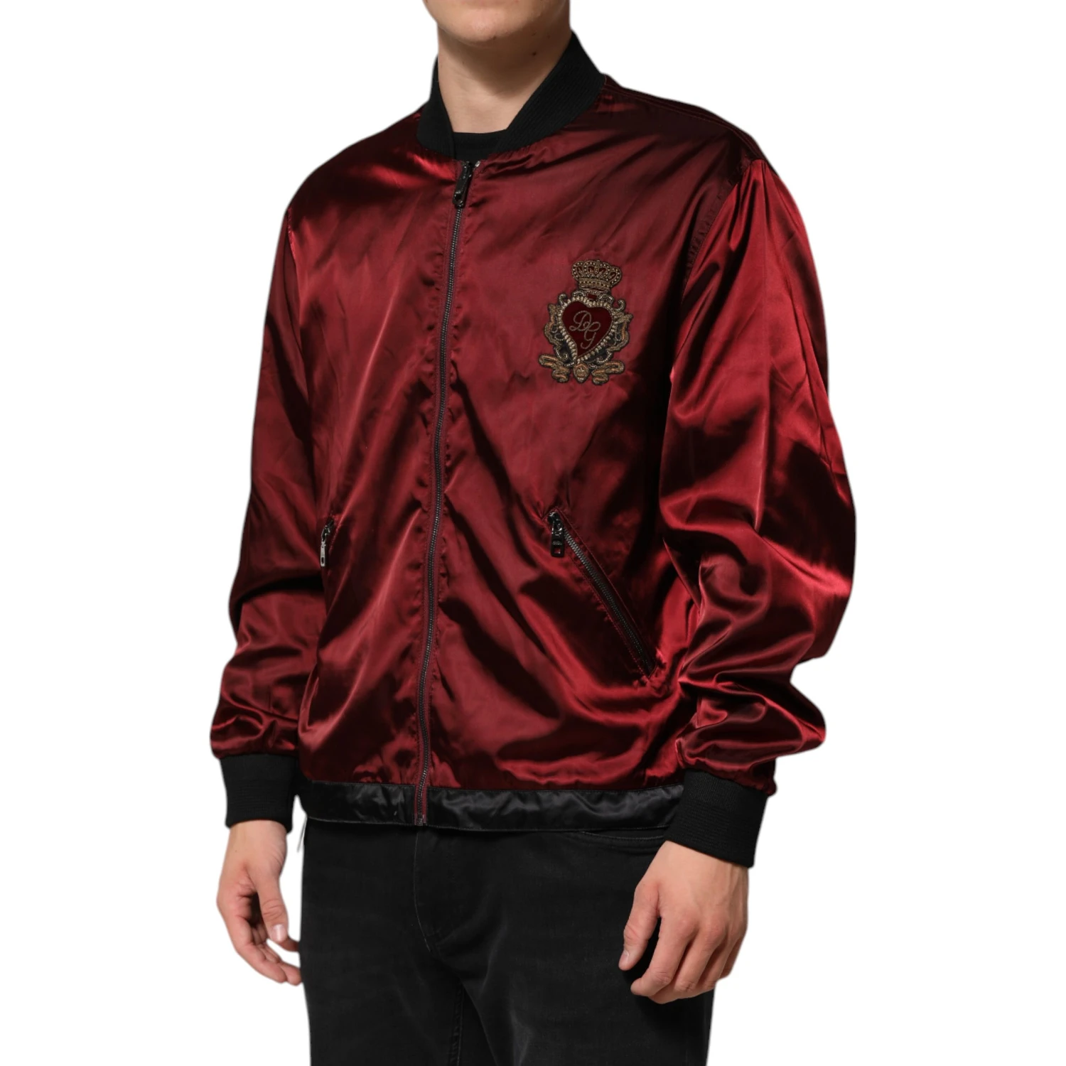 Maroon Nylon DG Crown Embroidery Jacket