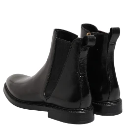 Black Chelsea Leather Mid Calf Boots Shoes