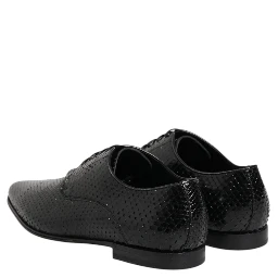 Black Exotic Leather Lace Up Derby Shoes