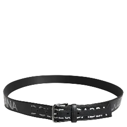 Black Polyester Leather Metal Buckle Belt