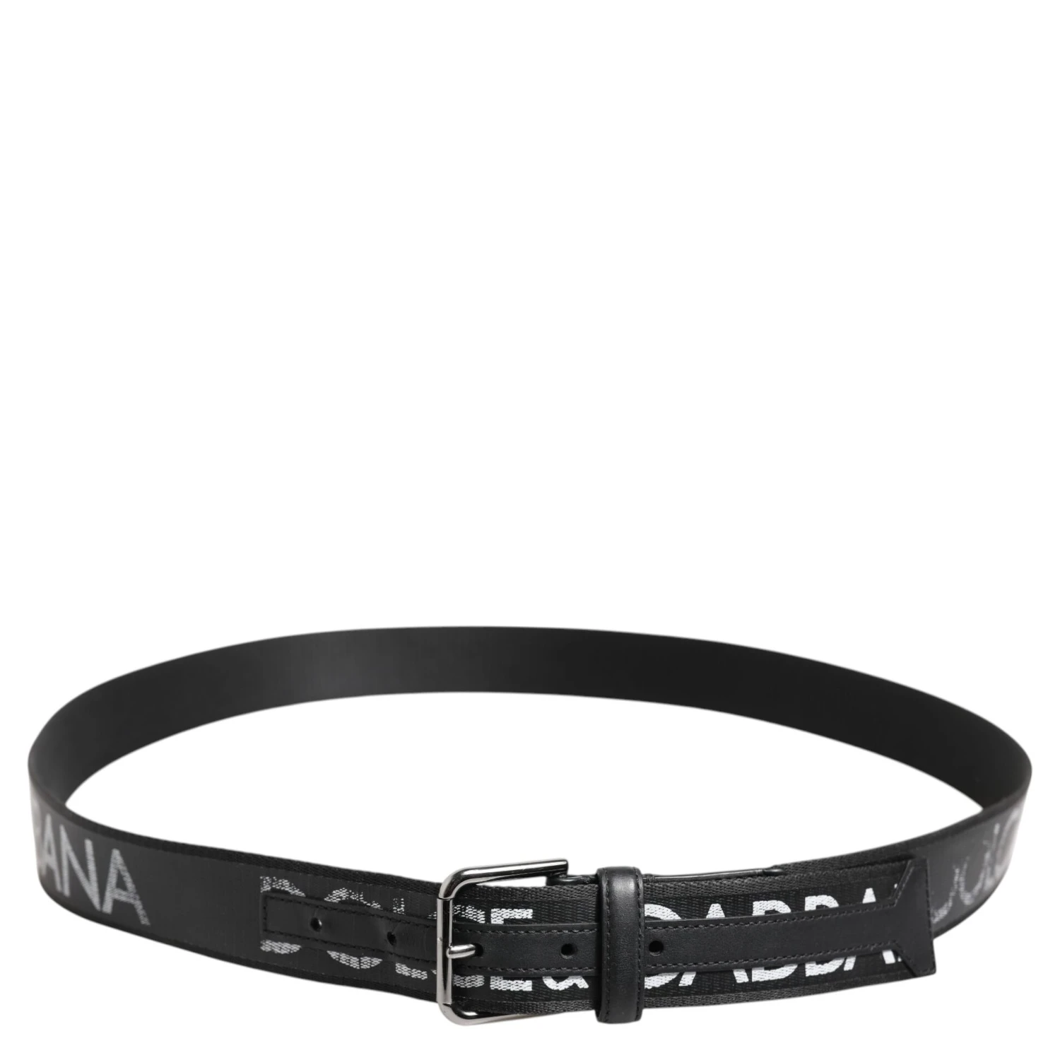 Black Polyester Leather Metal Buckle Belt
